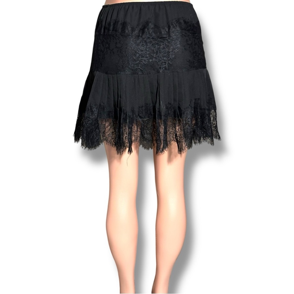 Unbranded Size Small Chic Black Lace Tiered Elastic Waist Slip Style Mini Skirt - Picture 6 of 14